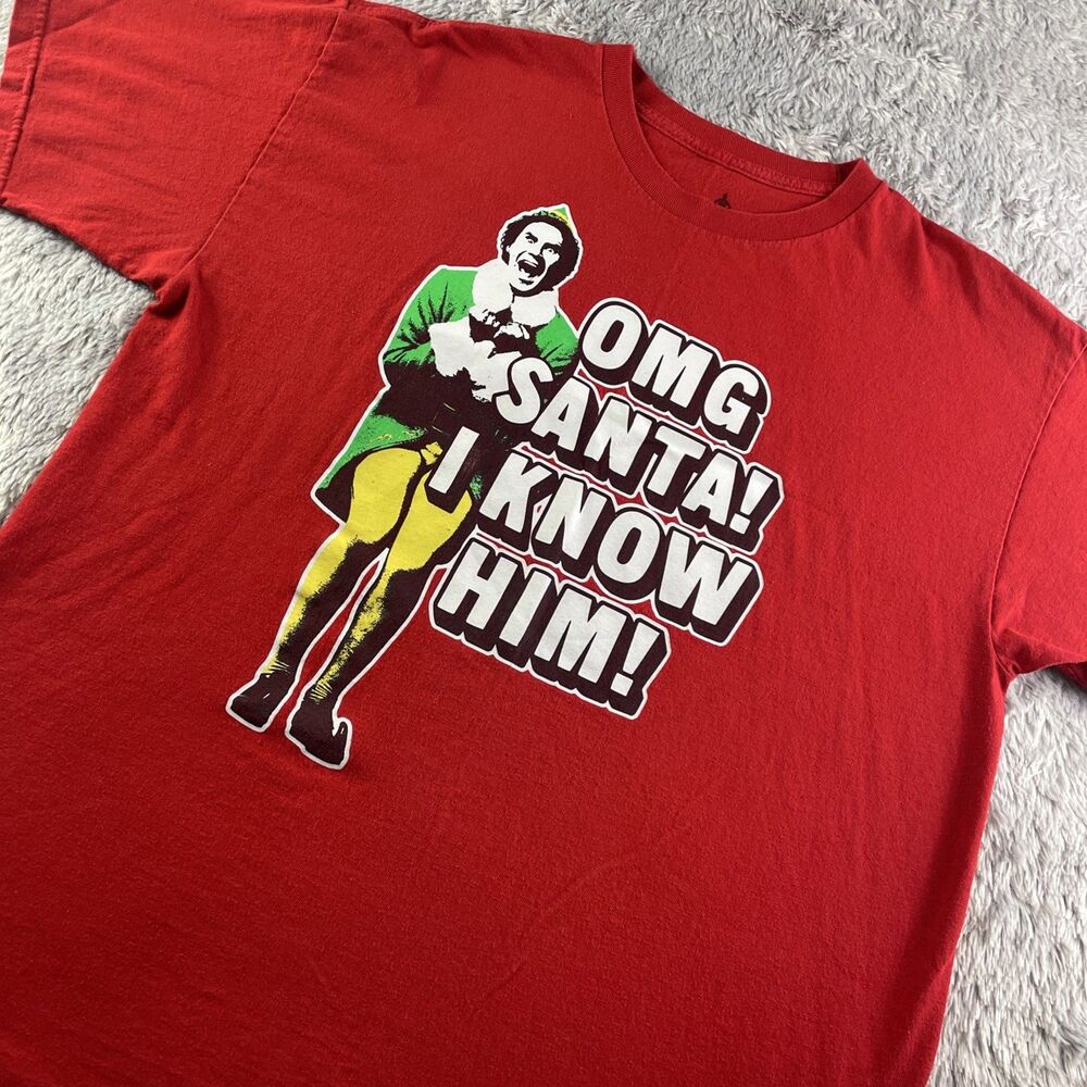 Elf Movie Shirt Mens Extra Large Red OMG Santa I Know Him Christmas Buddy Xmas
